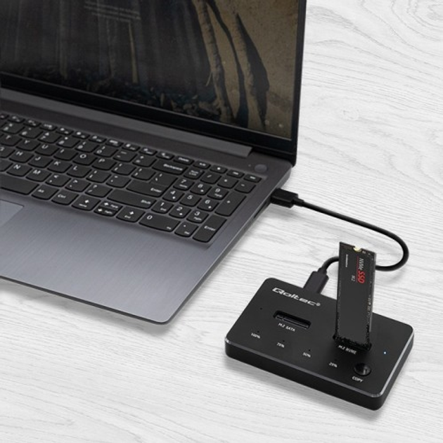 Stacja dokująca Qoltec SSD M.2 SATA PCIe NVMe USB-C DUAL Black - obraz 6