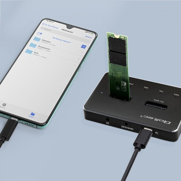 Stacja dokująca Qoltec SSD M.2 SATA PCIe NVMe USB-C DUAL Black - obraz 7