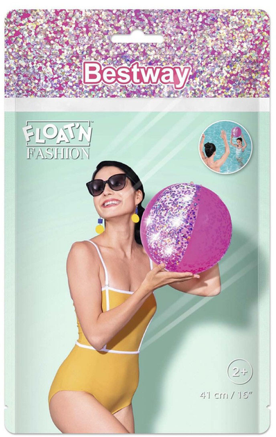 Piłka plażowa Bestway Glitter Różowa 41 cm (5901463046404) - obraz 1