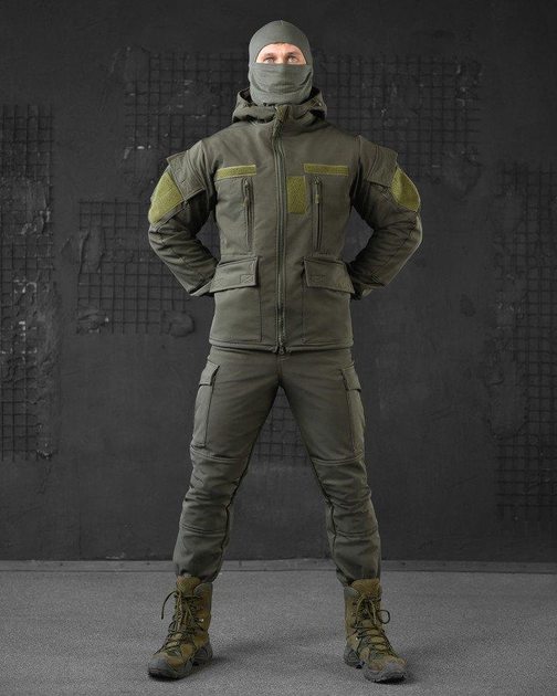 Тактичний теплий військовий комплект Habber ( Куртка + Штани ), Камуфляж: Олива, Розмір: XXL - зображення 1