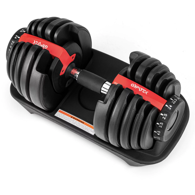 Гантель розбірна регульована Gymtek 2,5-24кг червоний - Фото 3 Гантель розбірна регульована Gymtek 2,5-24кг червоний - зображення 3