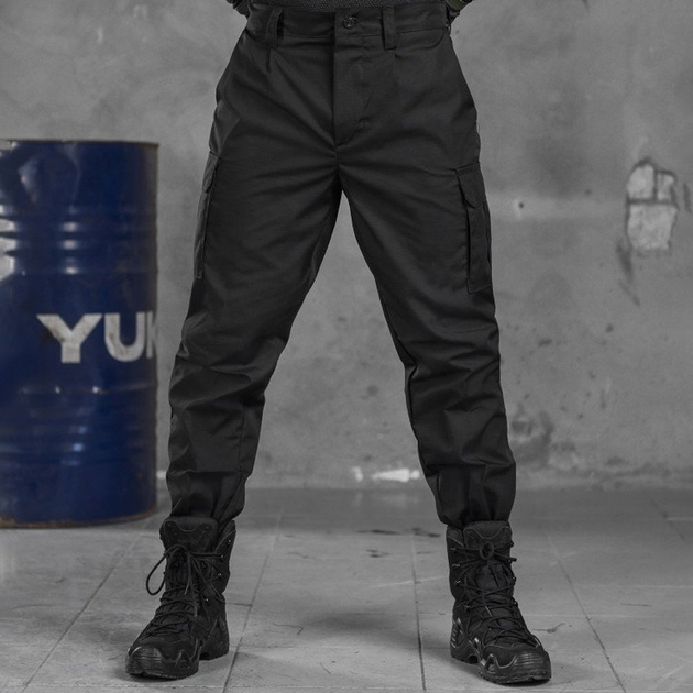 Чоловічі міцні Штани з Накладними кишенями на липучках / Щільні Брюки ріп-стоп чорні розмір M - зображення 1