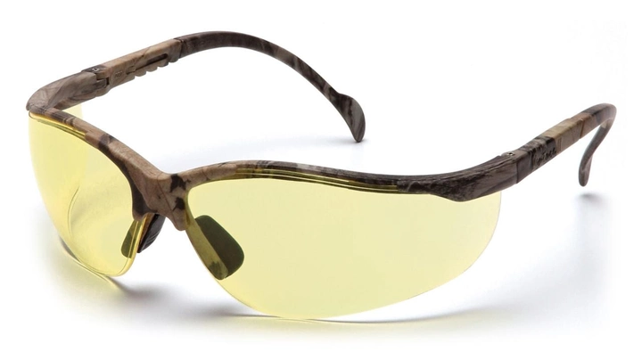 Открытые очки защитные в камуфлированной оправе Pyramex Venture-2 Camo (amber) желтые - изображение 1