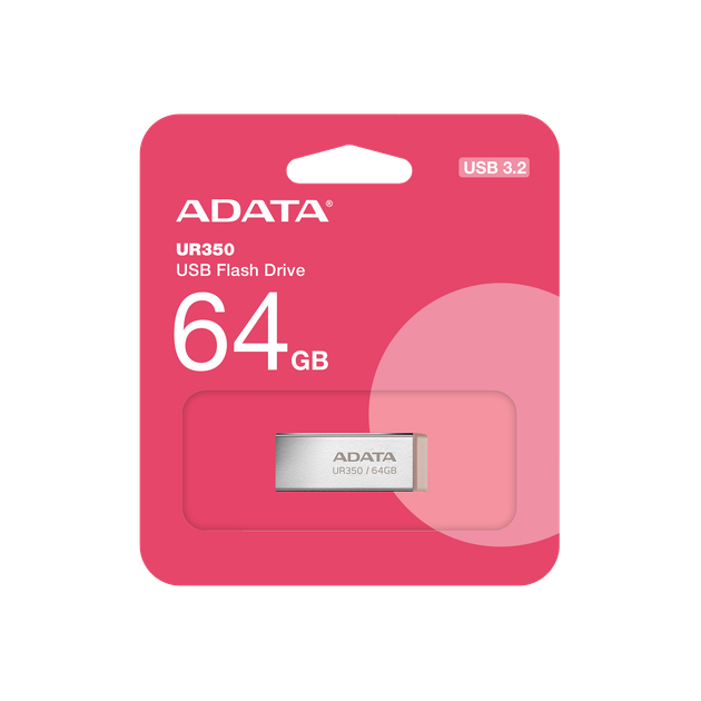 Флеш-накопичувач ADATA USB 3.2 UR 350 64Gb Silver/Beige (UR350-64G-RSR/BG) - изображение 2