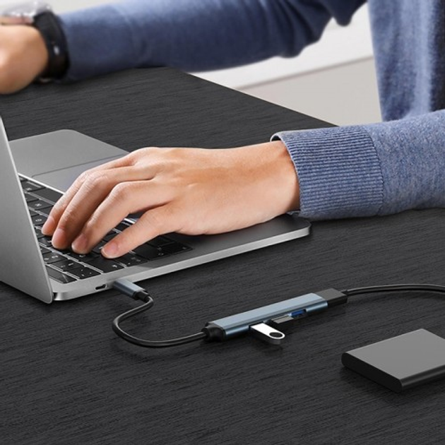 USB Hub Qoltec Hub Adapter 4 in 1 USB 2.0 USB 3.0 Grey - obraz 6