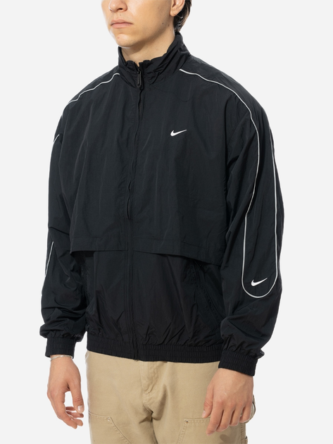 Kurtka wiatrówka męska sportowa Nike Solo Swoosh Woven Track Jacket "Black White" FB8622-010 M Czarna (196607424094) - obraz 1