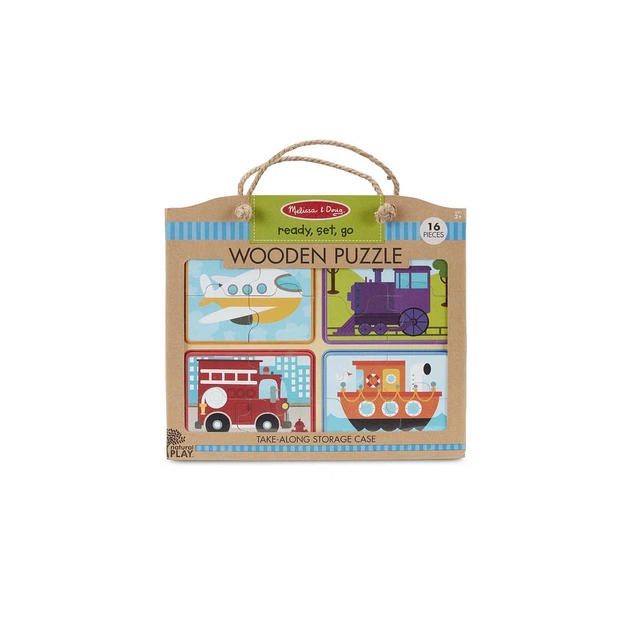 Пазл Melissa&Doug дерев'яні у футлярі "Транспортні засоби" (MD31361) - Фото 2 Пазл Melissa&Doug дерев'яні у футлярі "Транспортні засоби" (MD31361) - изображение 2