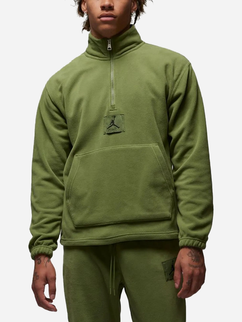 Bluza męska nierozpinana streetwear z kołnierzykiem Nike Jordan Essentials Winterized Fleece Half-Zip "Sky J Light Olive" FD7863-340 L Zielona (196969043575) - obraz 1
