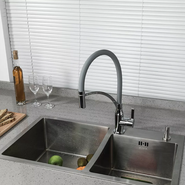 Смеситель для кухни Frap F4552 с гибким изливом, серый/хром - изображение 3