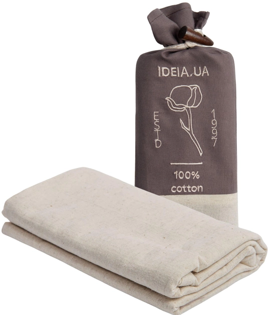 Акция на Наволочка IDEIA 50х70 см Льон натуральна тканина в упаковці Бежевий от Rozetka