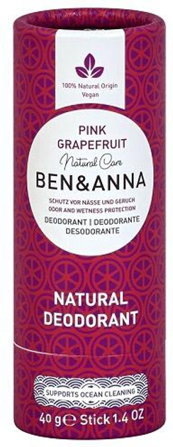 Дезодорант Ben & Anna Natural soda-based deodorant stick Pink Grapefruit 40 г (4260491222282) - зображення 1