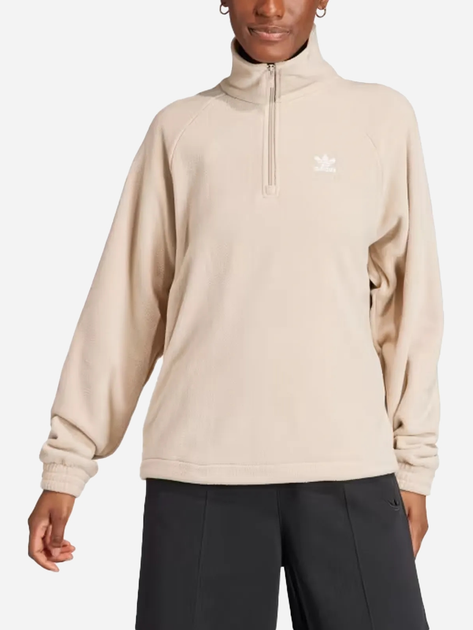 Bluza damska nierozpinana streetwear z kołnierzykiem Adidas Neutral Court 1/4 Zip Track Top "Wonder Beige" IS5241 L Beżowa (4066765090942) - obraz 1