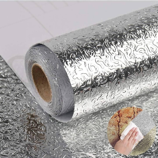 Самоклеящаяся алюминиевая фольга для кухонных поверхностей маслостойкая жиронепроницаемая пленка для стола шкафа стены UKC 5м - изображение 7