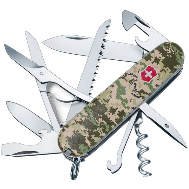 Складной нож Victorinox HUNTSMAN ARMY Пиксель с крас. лого 1.3713.3.W3941p - изображение 2