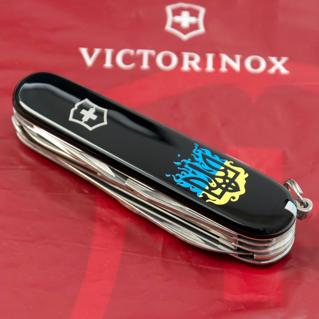 Складной нож Victorinox HUNTSMAN UKRAINE огненный Трезубец 1.3713.3_T0316u - изображение 2