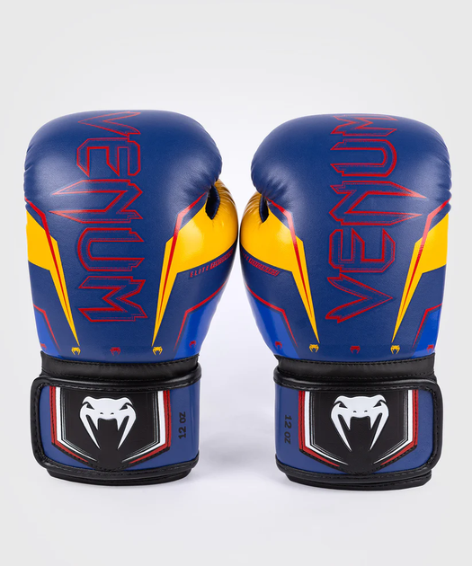 Боксерские перчатки Venum Elite Evo Boxing Gloves - Blue Yellow (VENUM-04260-405-14oz) - изображение 2