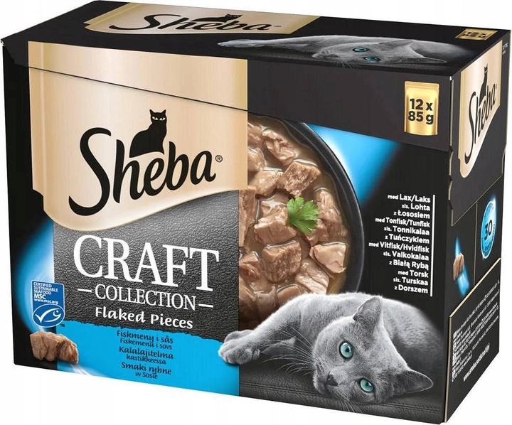 Вологий корм для котів Sheba Craft Collection рибні смаки 12 х 85 г (3065890139268) - зображення 1