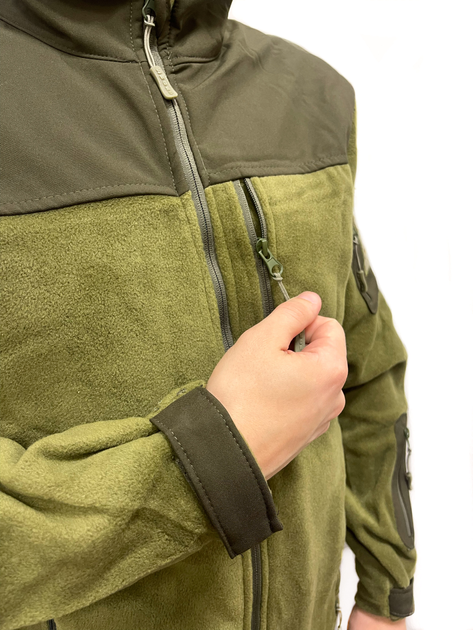 Тепла зимова тактична флісова армійська кофта для військових та армії зсу L зелений хакі - зображення 2