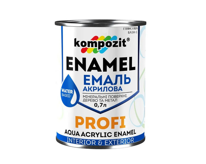 Емаль акрилова KOMPOZIT PROFI універсальна транспарентна - база "С" глянсова 0,7л - зображення 1