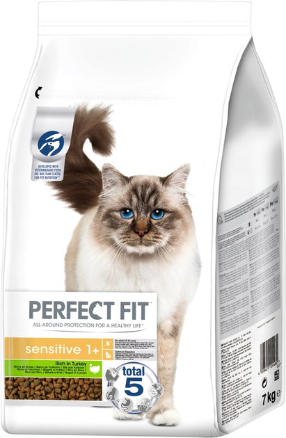 Sucha karma dla kotów z nadwrażliwością pokarmową Perfect Fit Sensitive z indykiem 7 kg (4008429104480) - obraz 1