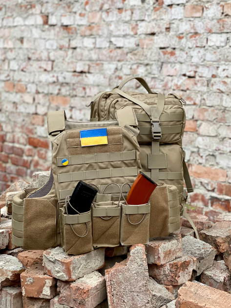 Плитоноска ISARM военный разгрузочный жилет с системой Molle Coyote (PLT-031) - изображение 1