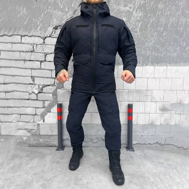 Зимовий чоловічий костюм на синтепоні з підкладкою OMNI-HEAT / Куртка + штани Softshell сині розмір XL - зображення 2