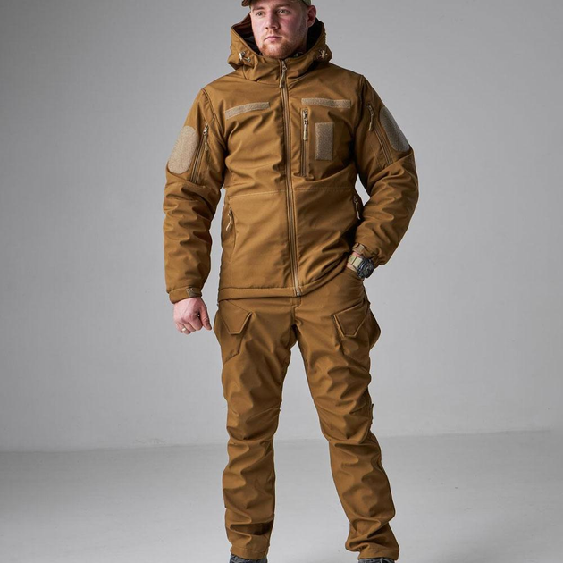 Зимовий Костюм Soft Shell на Omni-Heat з капюшоном / Чоловіча Форма Куртка + Штани койот розмір M - зображення 1