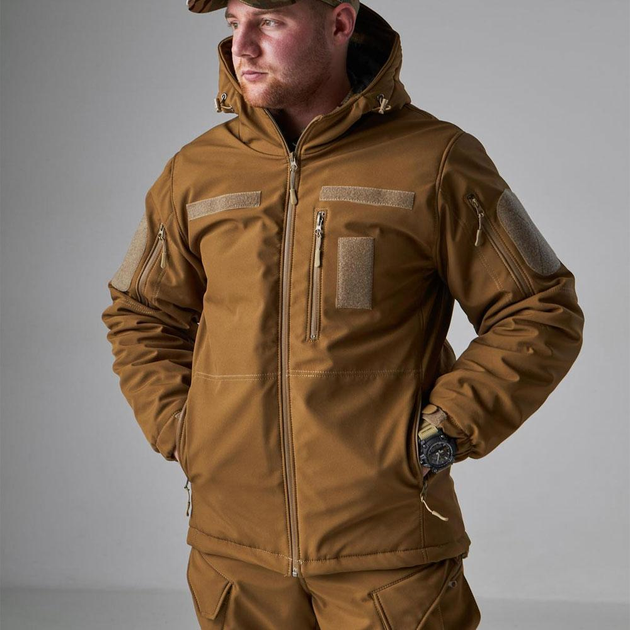 Зимовий Костюм Soft Shell на Omni-Heat з капюшоном / Чоловіча Форма Куртка + Штани койот розмір 2XL - зображення 2