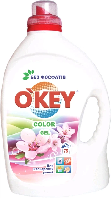 Гель для стирки цветных вещей O'key Color Gel 3л - Фото 1 Гель для стирки цветных вещей O'key Color Gel 3л - изображение 1