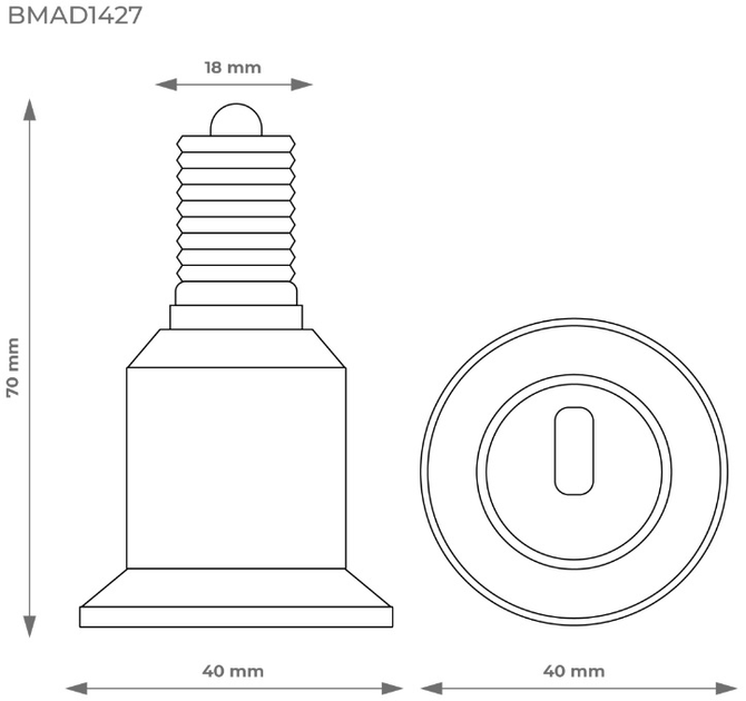 Патрон-перехідник DPM з E27 до патрону E14 (BMAD1427) - зображення 4