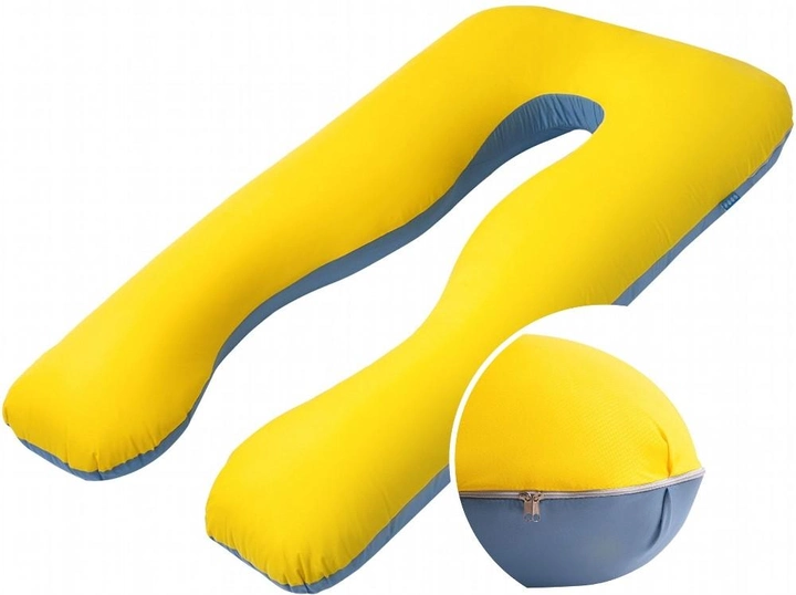 Акция на Наволочка на П-подушку для вагітних IDEIA Мікрофібра Жовто-джинсова з блискавкою 140х75х20 см от Rozetka