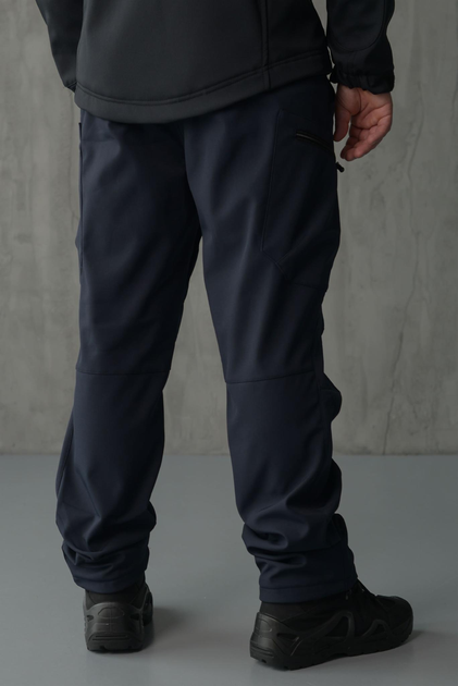 Чоловічі штани SoftShell для ДСНС на флісі із високою Посадкою / Щільні Брюки темно-сині XL - зображення 2