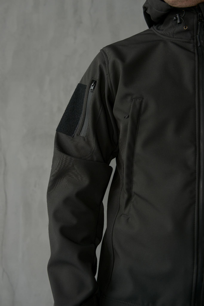 Куртка Softshell чоловіча Поліція з Флісовою підкладкою чорна / Демісезонна водонепроникна M - зображення 2