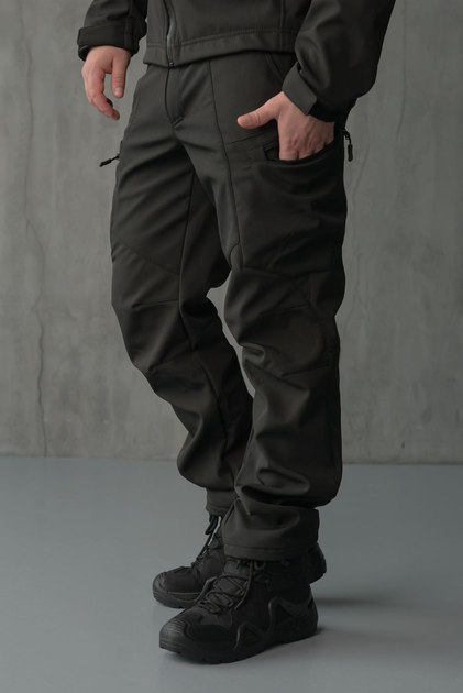 Чоловічі штани SoftShell для поліції на флісі із високою посадкою / Вітро та водозахисні штани L - зображення 1