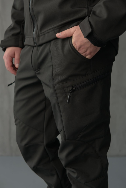 Чоловічі штани SoftShell для поліції на флісі із високою посадкою / Вітро та водозахисні штани L - зображення 2