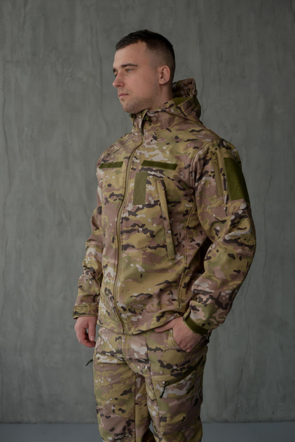 Куртка Softshell мужская Multicam с Флисовой подкладкой цвет Мультикам / Демисезонная водонепроницаемая S - изображение 1
