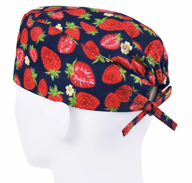 Медична шапочка чоловіча FloralScrubs універсальна принт Полуниця - зображення 2