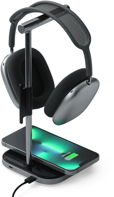 Бездротовий зарядний пристрій Satechi 2-in-1 7.5W Headphone Stand with Wireless Charger Чорний (ST-UCHSMCM) - зображення 2