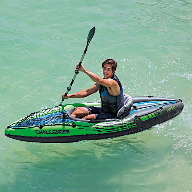 Надувний каяк Intex Challenger K1 668305 Black and Green (6941057463056) - зображення 4