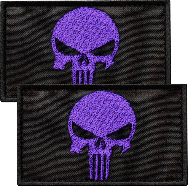 Набір шевронів з липучкою IDEIA Punisher Череп Каратель вишитий патч 5х8 см 2 шт Фіолетовий (4820182654138) - зображення 1