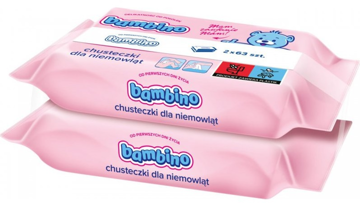 Серветки Bambino для немовлят 2 x 63 шт (5900017060095) - зображення 1