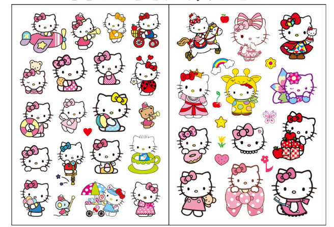 Тимчасовий перекладний тату Куромі (Kuromi ) hello kitty, Санріо Кітті, Мелоді Chuangmei татуювання для дітей 4 аркуші (AN)20755 - зображення 4
