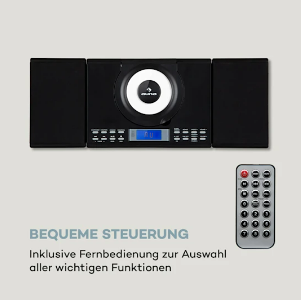 Мультимедиа auna Wallie Microsystem CD плеер Bluetooth USB порт пульт дистанционного управления черный - Фото 3 Мультимедиа auna Wallie Microsystem CD плеер Bluetooth USB порт пульт дистанционного управления черный - изображение 3