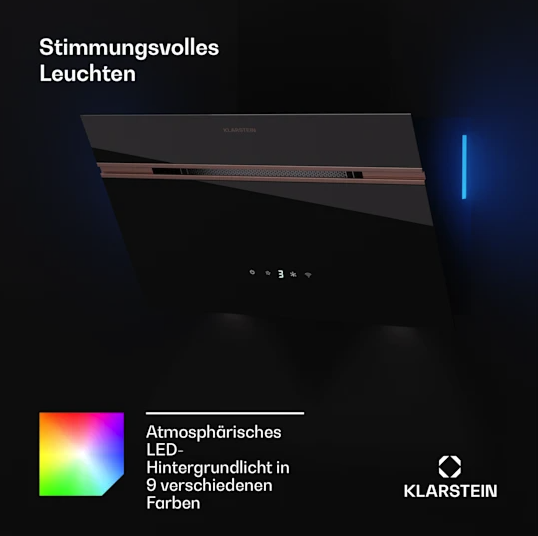 Вытяжка Klarstein Alina 3.0 60, 324 м³/ч, Светодиодный дисплей, рассеянное освещение, WiFi - изображение 8