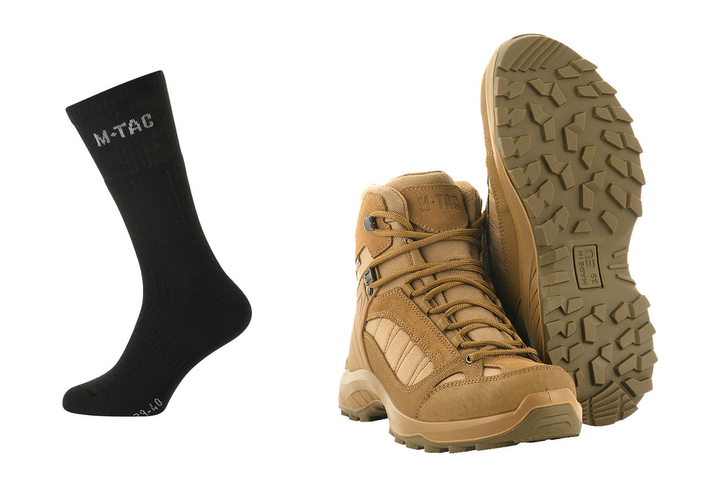 M-tac комплект черевики вологостійкі тактичні шкарпетки вовняні койот 44 - зображення 1
