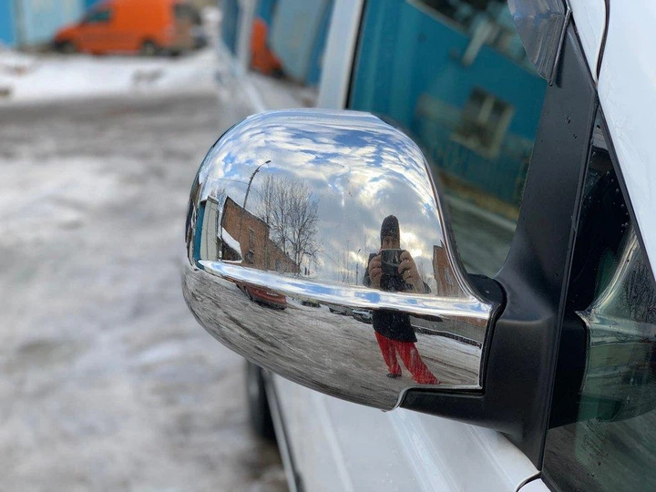 Накладки на зеркала для Mercedes Vito 2004-2010 (2 шт) Carmos - стальные из Турции для Mercedes Viano - изображение 7
