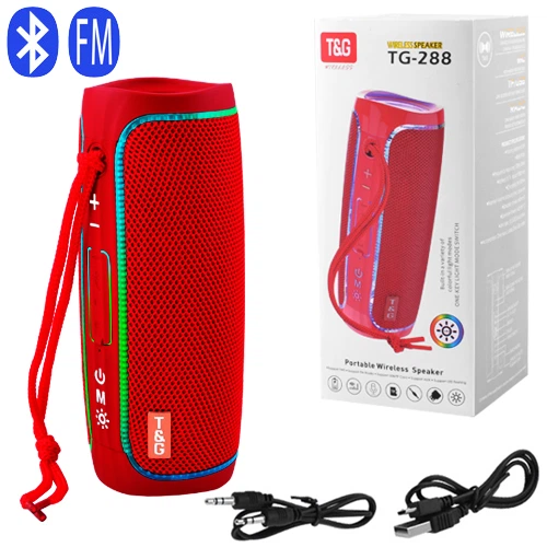 Портативная Bluetooth колонка с LED подсветкой TG288 Красная - Фото 4 Портативная Bluetooth колонка с LED подсветкой TG288 Красная - изображение 4
