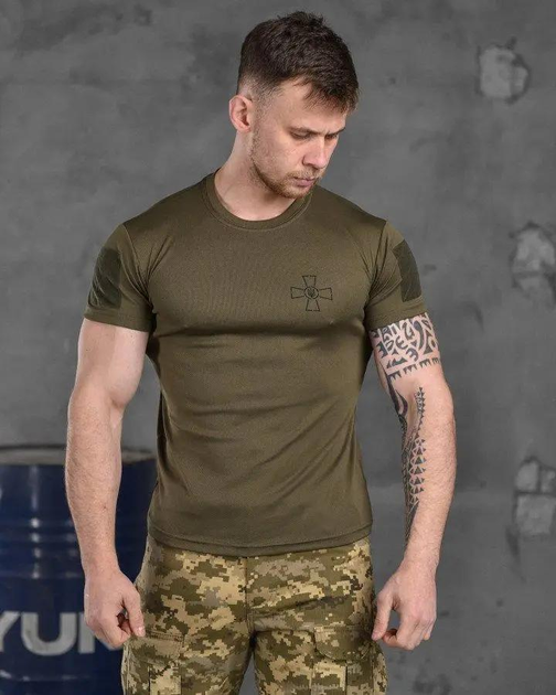 Тактична чоловіча футболка з написом ЗСУ потовідвідний XL олива (85683) - зображення 1