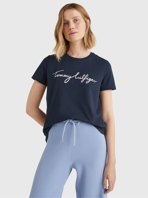 Футболка жіноча Tommy Hilfiger WW0WW24967-403 L Синя (8719857916441) - зображення 1