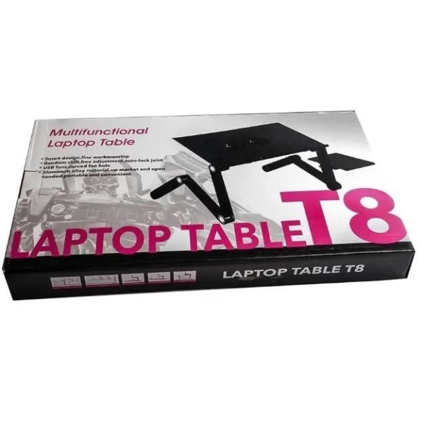 Столик трансформер для ноутбука Laptop Table T8 Охлаждающая складная подставка с наклоном Черный - Фото 6 Столик трансформер для ноутбука Laptop Table T8 Охлаждающая складная подставка с наклоном Черный - изображение 6